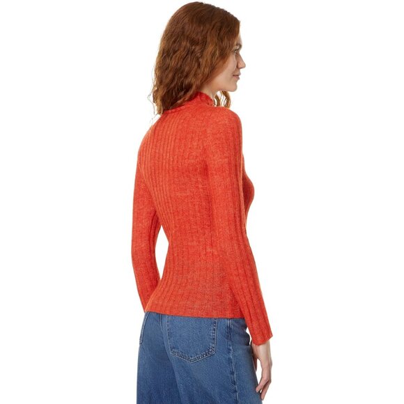Madewell Womens Harry Sheer Ribbed Red Alpaca Long Sleeve Mockneck Sweater Small - Picture 2 of 14